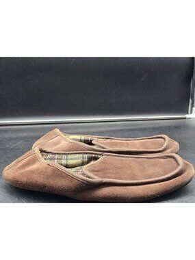 Totes Isotoner Slippers Shoes Mens Size 10.5 Brown Suede Slip On House Stains